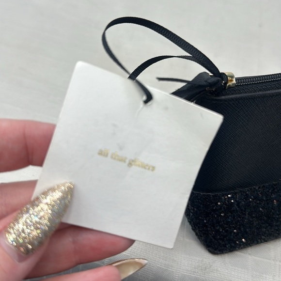 KATE SPADE New York Greta Court Glitter Cosmetic Bag BLACK NEW - Picture 7 of 11